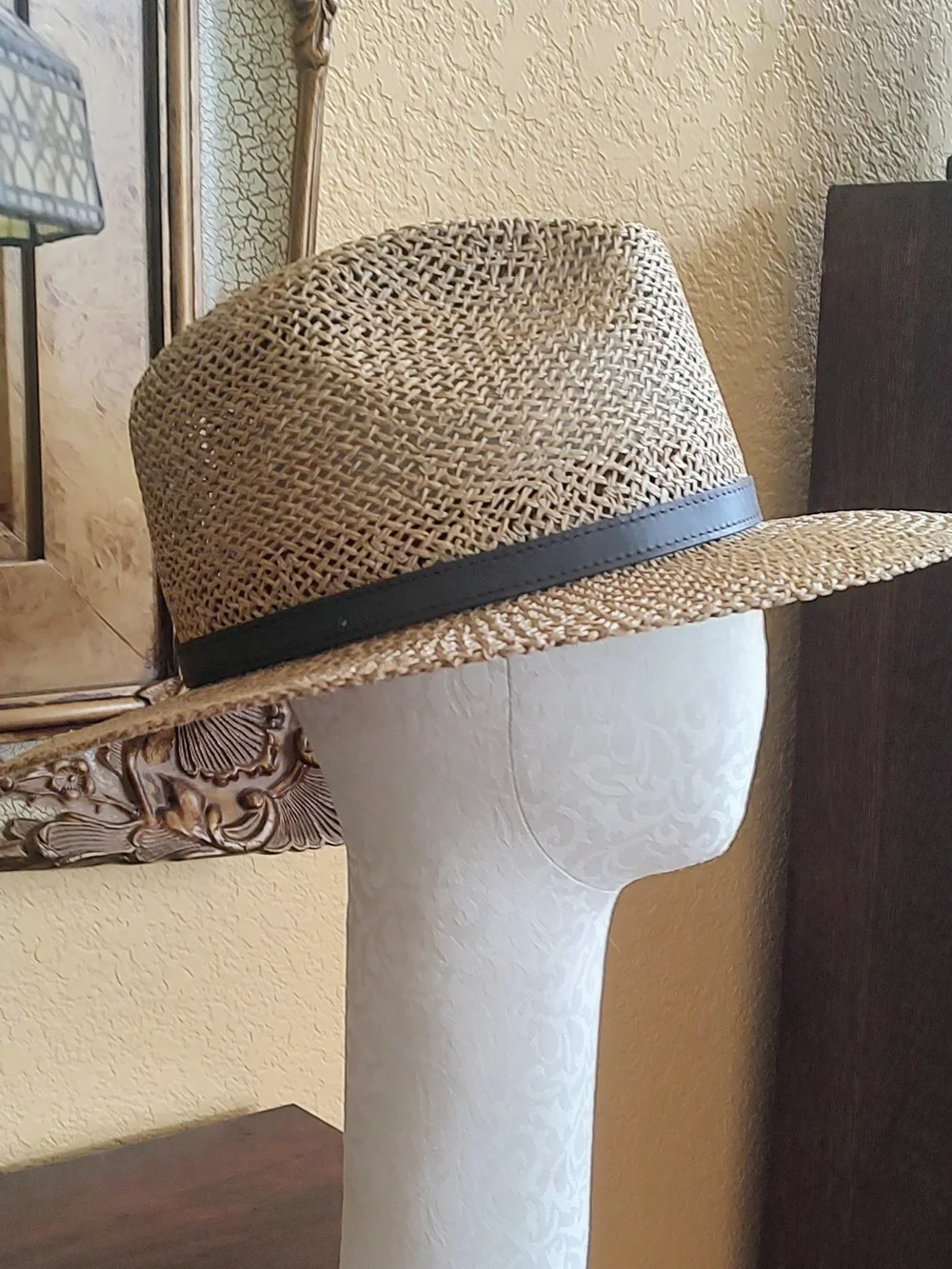 Stetson Straw Fedora Hat with Brown Band